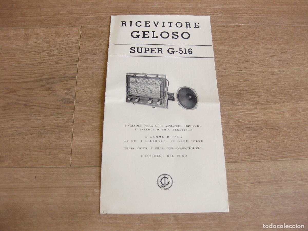 Radios antiguas: CAT&Aacute;LOGO DE REPARACI&Oacute;N Y CARACTER&Iacute;STICAS DEL APARATO GELOSO RADIO RECEPTOR SUPER G 516