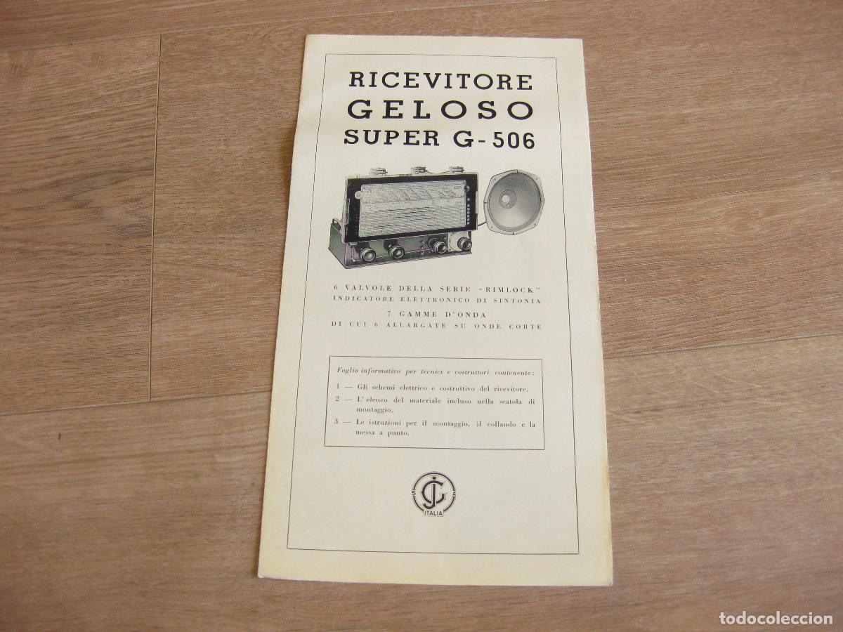 Radios antiguas: CAT&Aacute;LOGO DE REPARACI&Oacute;N Y CARACTER&Iacute;STICAS DEL APARATO GELOSO RADIO RECEPTOR SUPER G 506