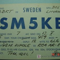 Radios antiguas: 2136 SUECIA SVERIGE SWEDEN QSL CARD - TARJETA RADIOAFICIONADO - AÑO 1952 MAS EN COSAS&CURIOSAS. Lote 8961628