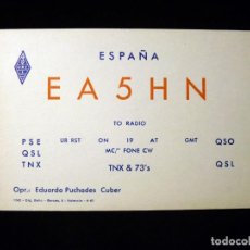 Radios antiguas: TARJETA POSTAL QSL RADIOAFICIONADO. EA5HN -VALENCIA. RADIO AFICIONADO 