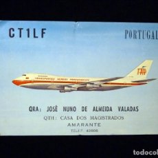 Radios antiguas: TARJETA POSTAL QSL RADIOAFICIONADO. CT1LF - AMARANTE (PORTUGAL), 1974. BOEING 747-B (2). Lote 164514190