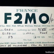 Radios antiguas: TARJETA POSTAL QSL RADIOAFICIONADO. F2MO-P - BAYONNE (FRANCIA), 1969. RADIO AFICIONADO 