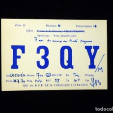 Radios antiguas: TARJETA POSTAL QSL RADIOAFICIONADO. F3QY-M - VERSAILLES (FRANCIA), 1970. RADIO AFICIONADO 