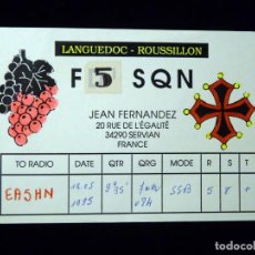 Radios antiguas: TARJETA POSTAL QSL RADIOAFICIONADO. F5SQN - SERVIAN (FRANCIA), 1995. RADIO AFICIONADO 