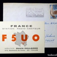Radios antiguas: TARJETA POSTAL QSL RADIOAFICIONADO. F5UO - TOULON (FRANCIA), 1967. RADIO AFICIONADO 