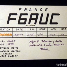 Radios antiguas: TARJETA POSTAL QSL RADIOAFICIONADO. F6AUC - ANGLET (FRANCIA), 1977. RADIO AFICIONADO