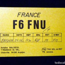Radios antiguas: TARJETA POSTAL QSL RADIOAFICIONADO. F6FNU-P - ARPAJON (FRANCIA), 1980. RADIO AFICIONADO 