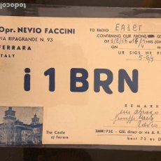Radios antiguas: TARJETA RADIOAFICIONADO I1BRN FERRARA (ITALIA). AÑO 1956.