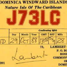 Radios antiguas: QSL RADIOAFICIONADO DX - J73LC DOMINICA - RARA
