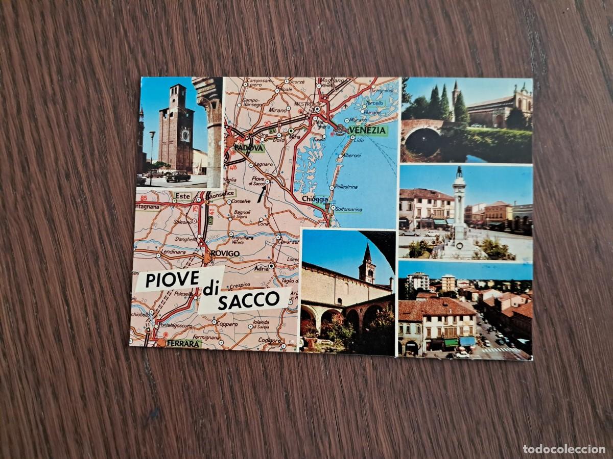 Radios antiguas: postal QSL radioaficionados, diferentes vistas Piove Di Saco, Italia, a&ntilde;o 1975.