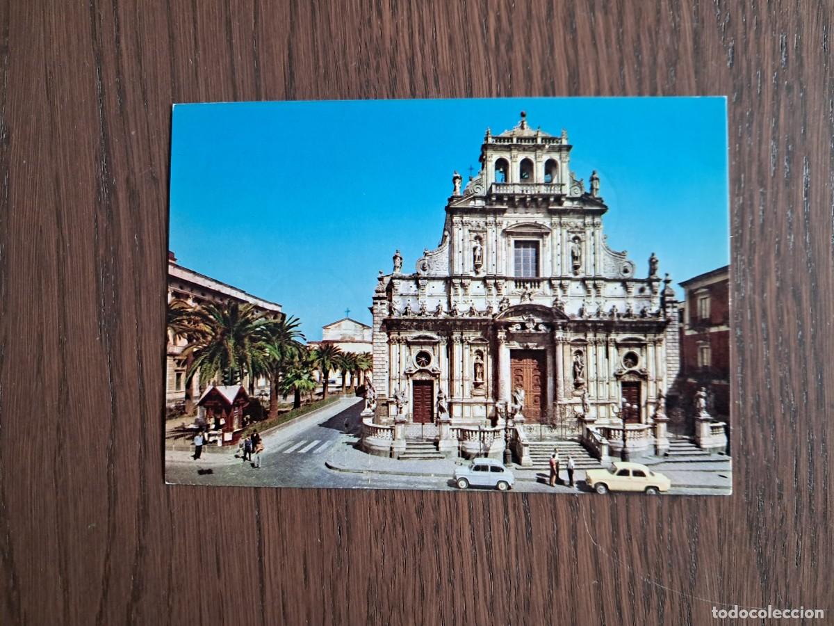 Radios antiguas: postal QSL radioaficionados, Bas&iacute;lica Di San Sebastiano, Acireale, Italia, a&ntilde;o 1975. station Jalu.
