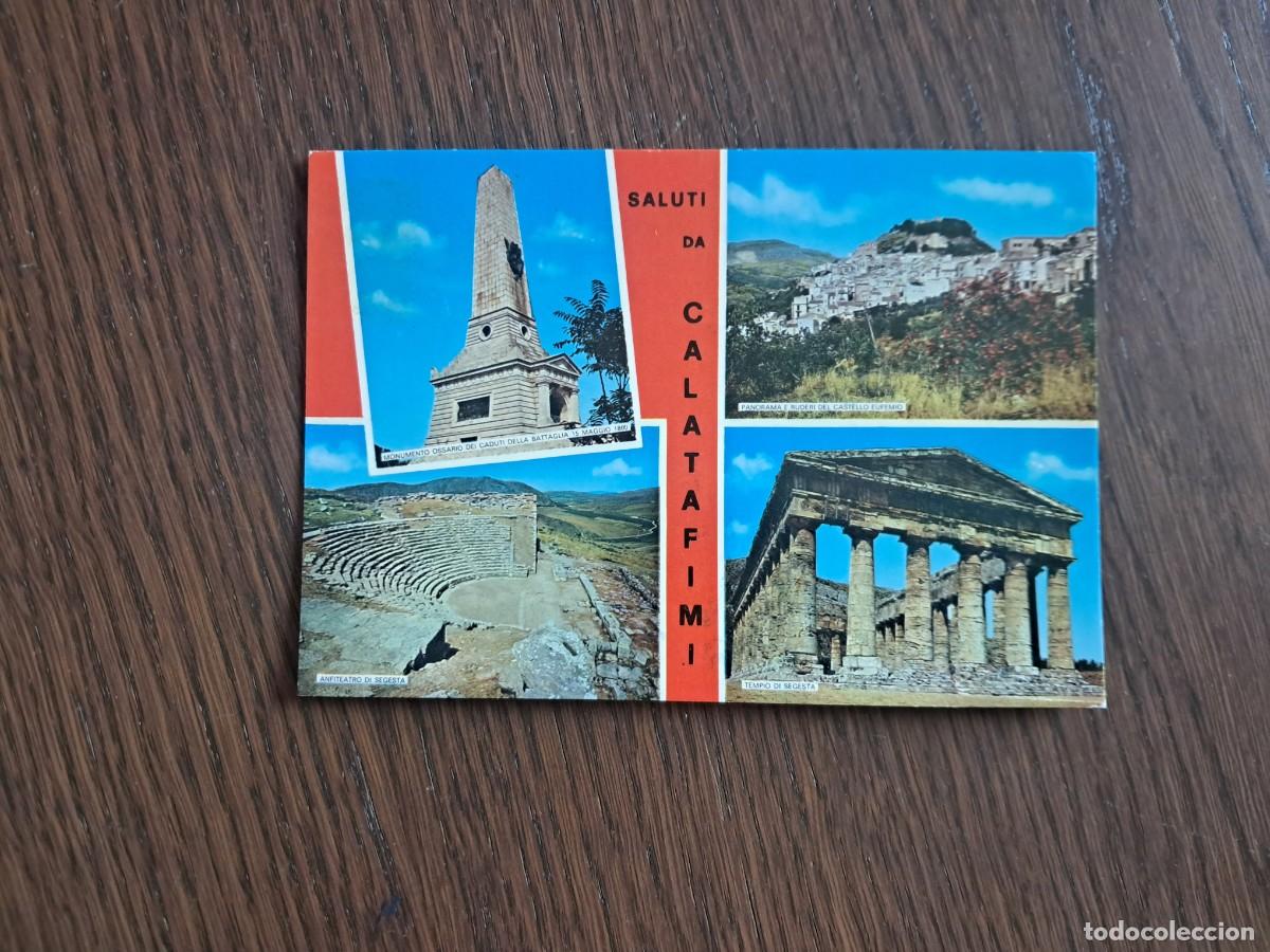 Radios antiguas: postal QSL radioaficionados, diferentes vistas Calatafimi, Sicilia, Italia, a&ntilde;o 1975.