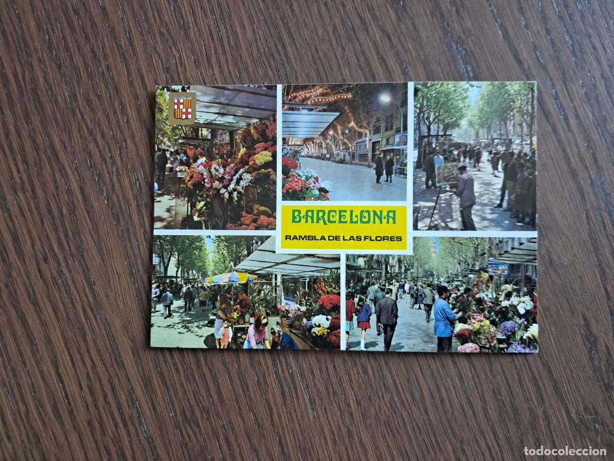 Radios antiguas: postal QSL radioaficionados, Rambla de las flores, Barcelona, a&ntilde;o 1975.