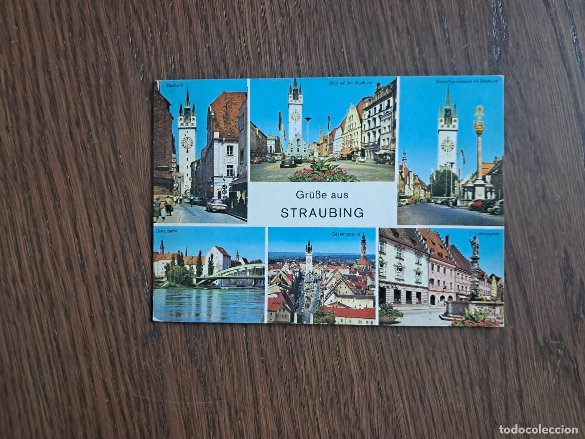 Radios antiguas: postal QSL radioaficionados, diferentes vistas Straubing, Alemania, a&ntilde;o 1975.