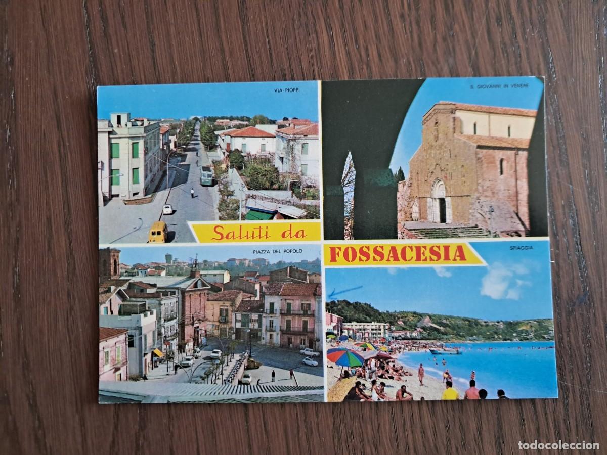 Radios antiguas: postal QSL radioaficionados, diferentes vistas de Fossacesia, Italia. a&ntilde;os 70.