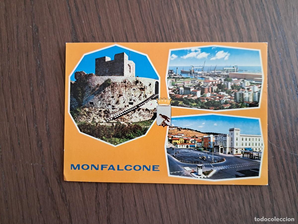 Radios antiguas: postal QSL radioaficionados, diferentes vistas de Monfalcone, Italia, a&ntilde;o 1975.
