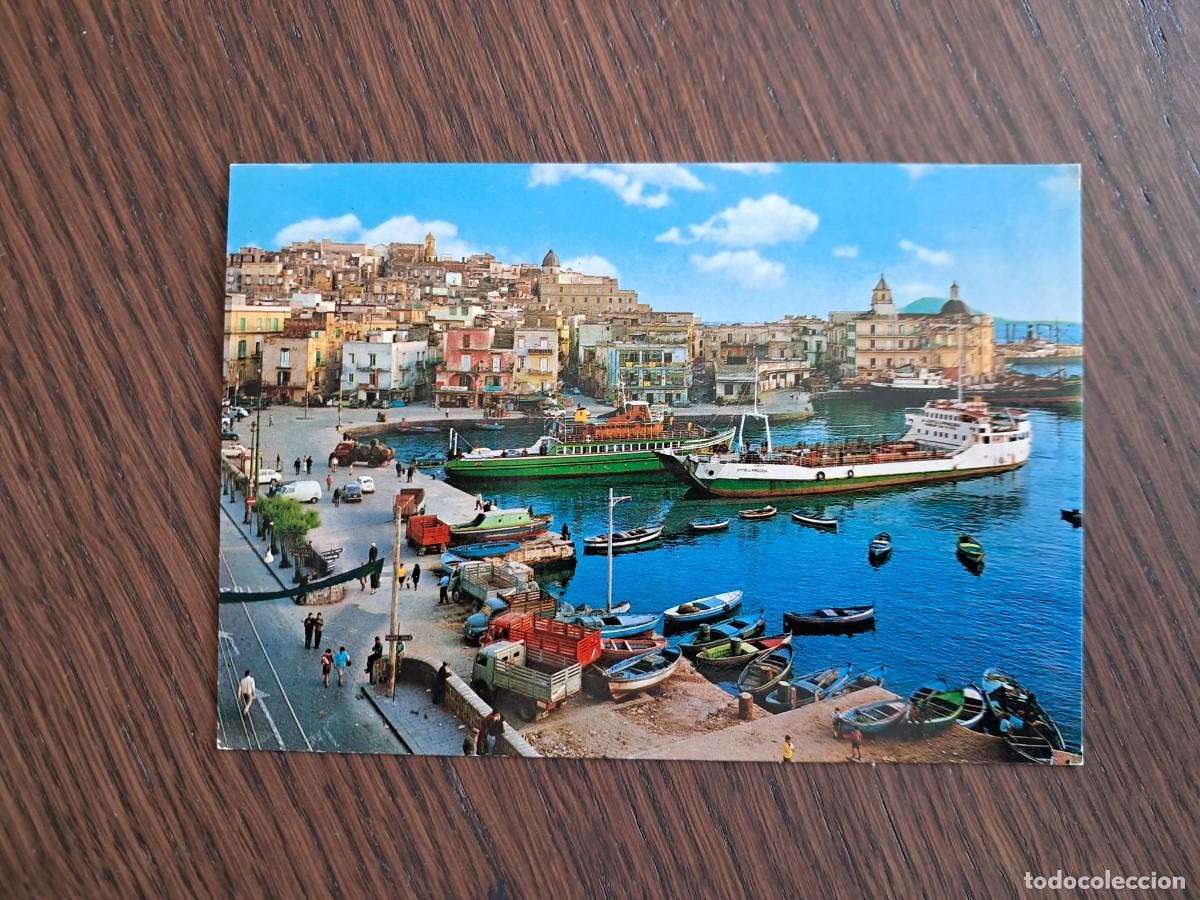 Radios antiguas: postal QSL radioaficionados, vista panor&aacute;mica Pozzuoli, Italia, a&ntilde;o 1965.
