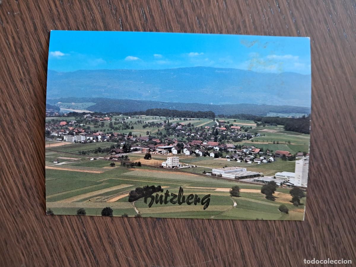 Radios antiguas: postal QSL radioaficionados, B&uuml;tzberg, Suiza, a&ntilde;os 70.