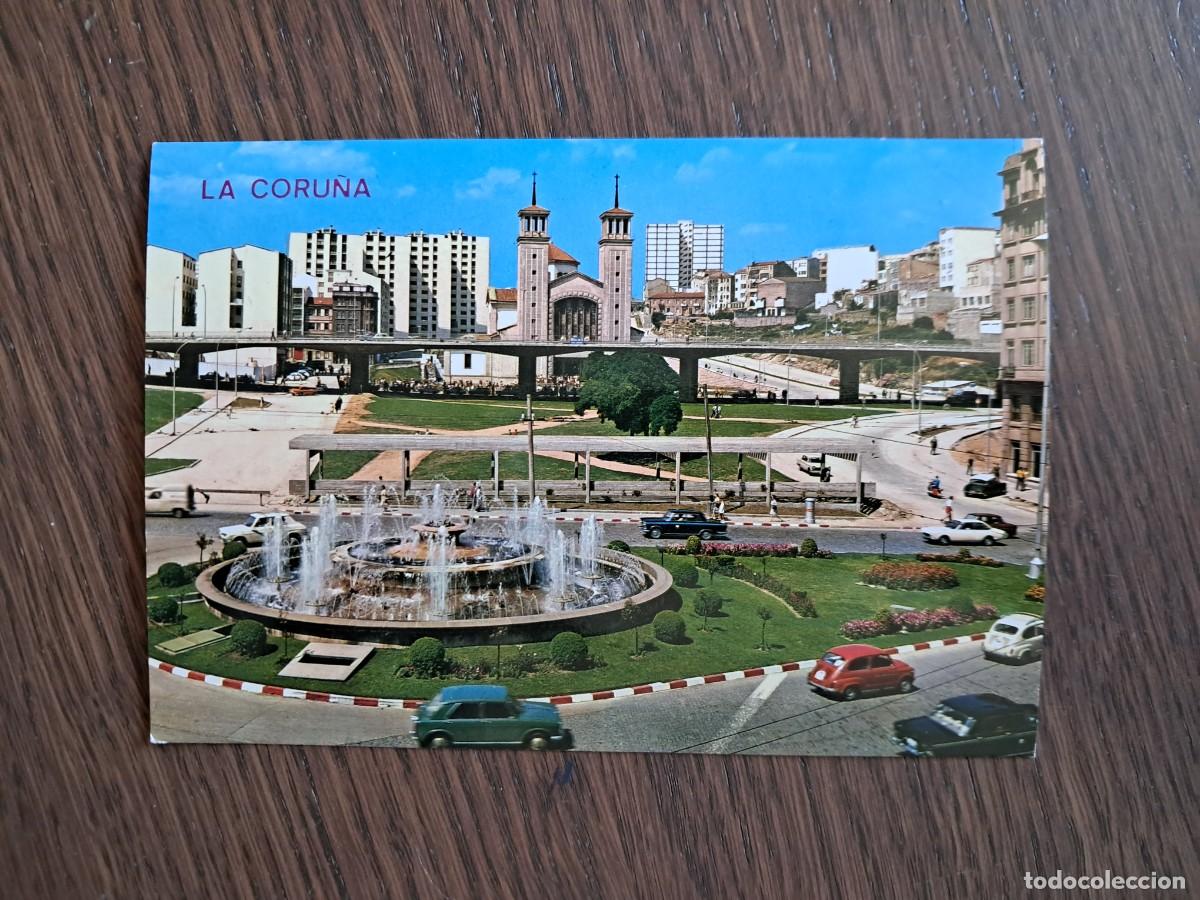 Radios antiguas: postal QSL radioaficionados, cuatro caminos, fuente luminosa, La Coru&ntilde;a, Galicia, a&ntilde;o 1975.