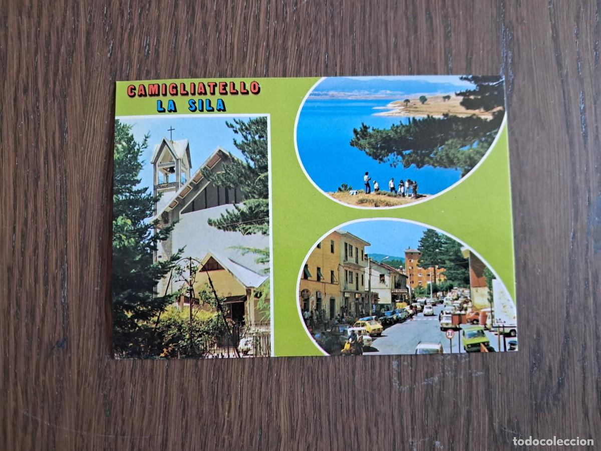 Alte Radios: postal QSL radioaficionados, diferentes vistas Camigliatello, Silla, Italia, a&ntilde;os 70