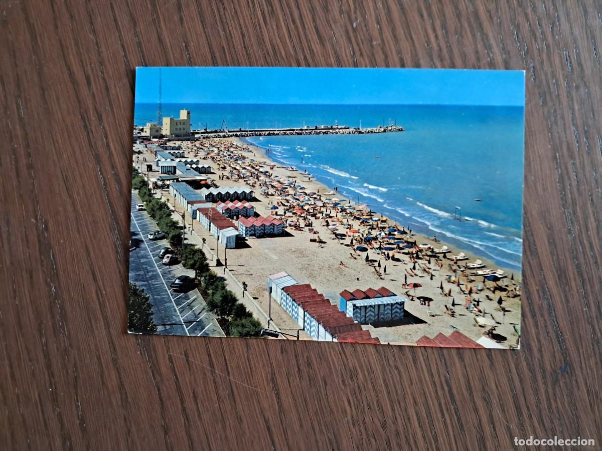 Radios antiguas: postal QSL radioaficionados, playa Senigallia, Italia, a&ntilde;o 1975.