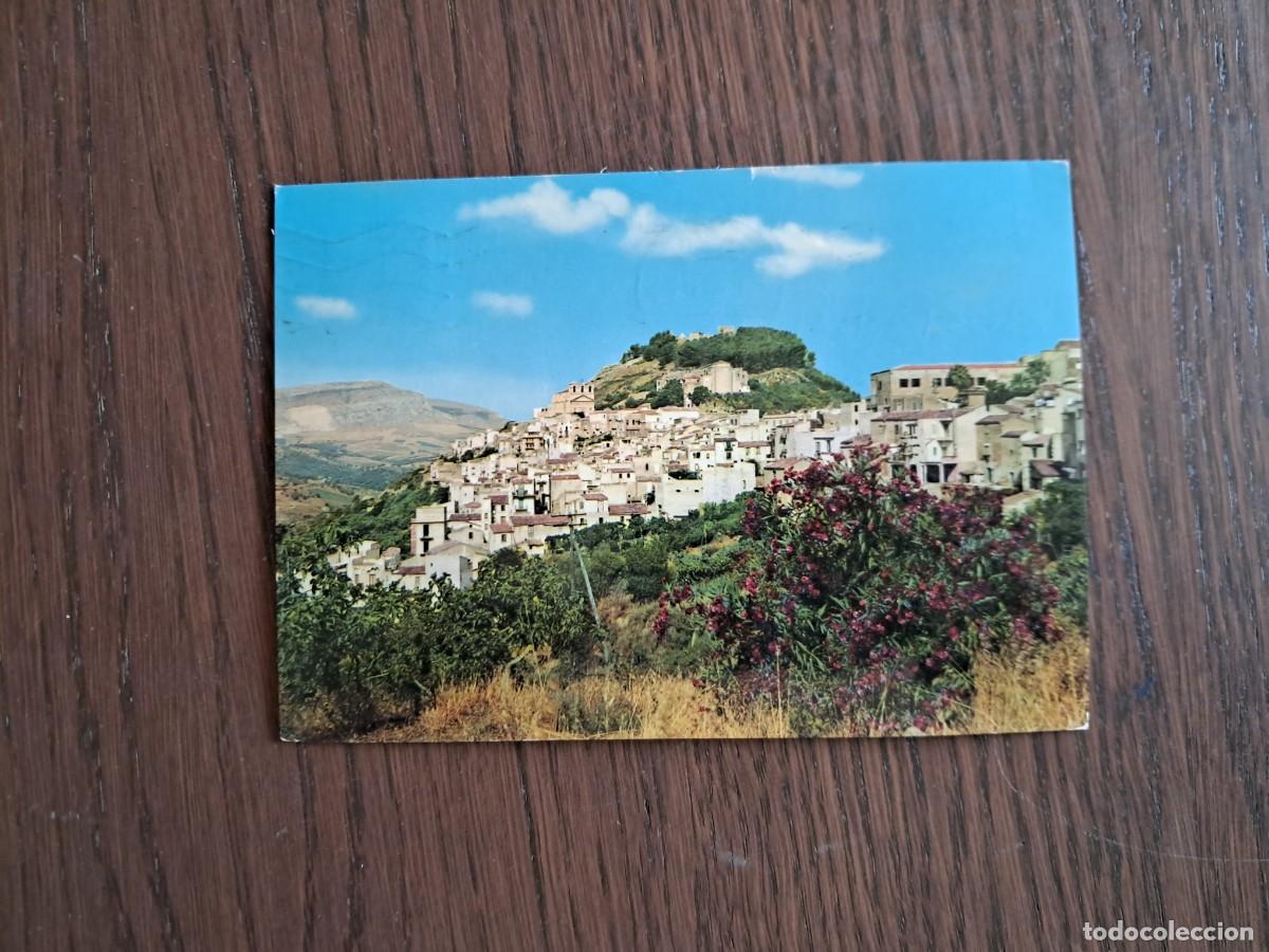 Radios antiguas: postal QSL radioaficionados, vista panor&aacute;mica Calatafimi, Italia, a&ntilde;o 1974.
