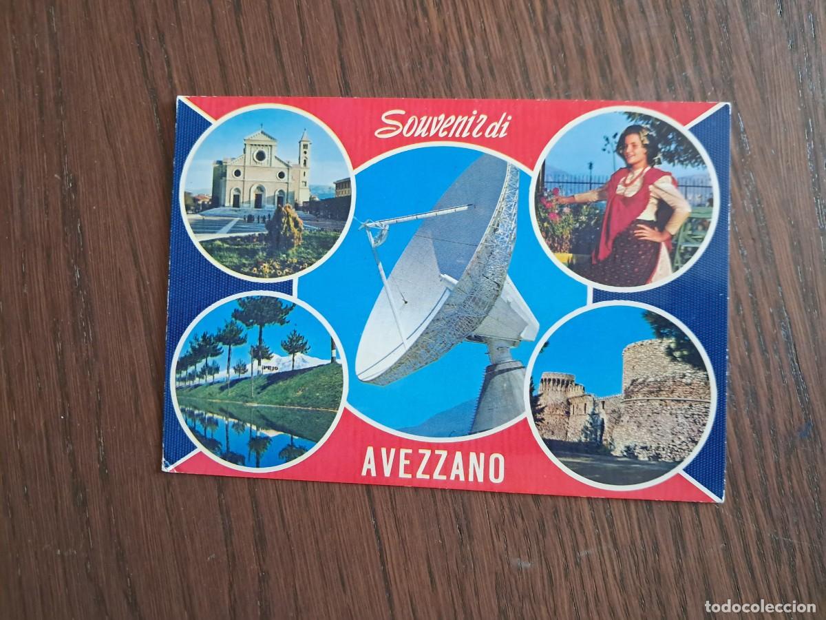 Radios antiguas: postal QSL radioaficionados, diferentes vistas de Avezzano, Italia, a&ntilde;o 1975.
