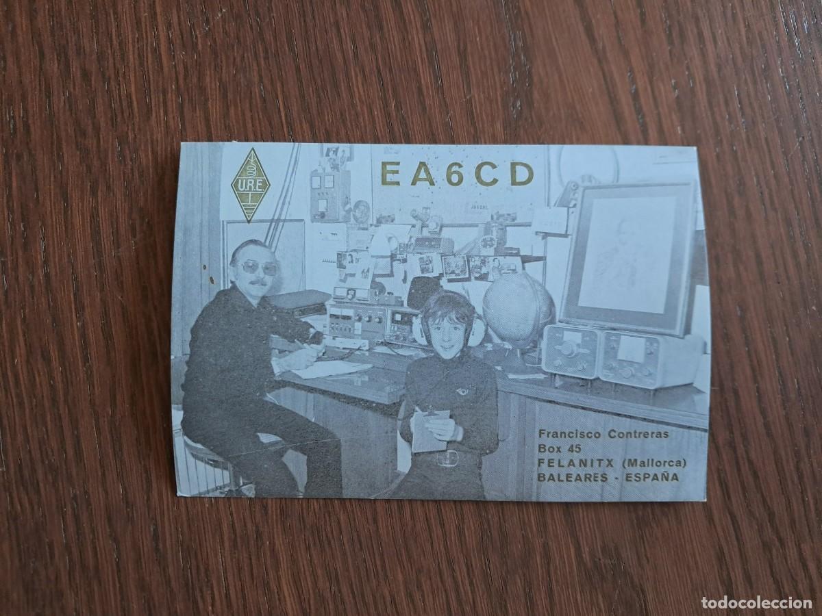 Radios antiguas: tarjeta postal, fotograraf&iacute;a radioaficionado, Francisco Contreras, Felanitx, Mallorca, a&ntilde;os 70. QSL