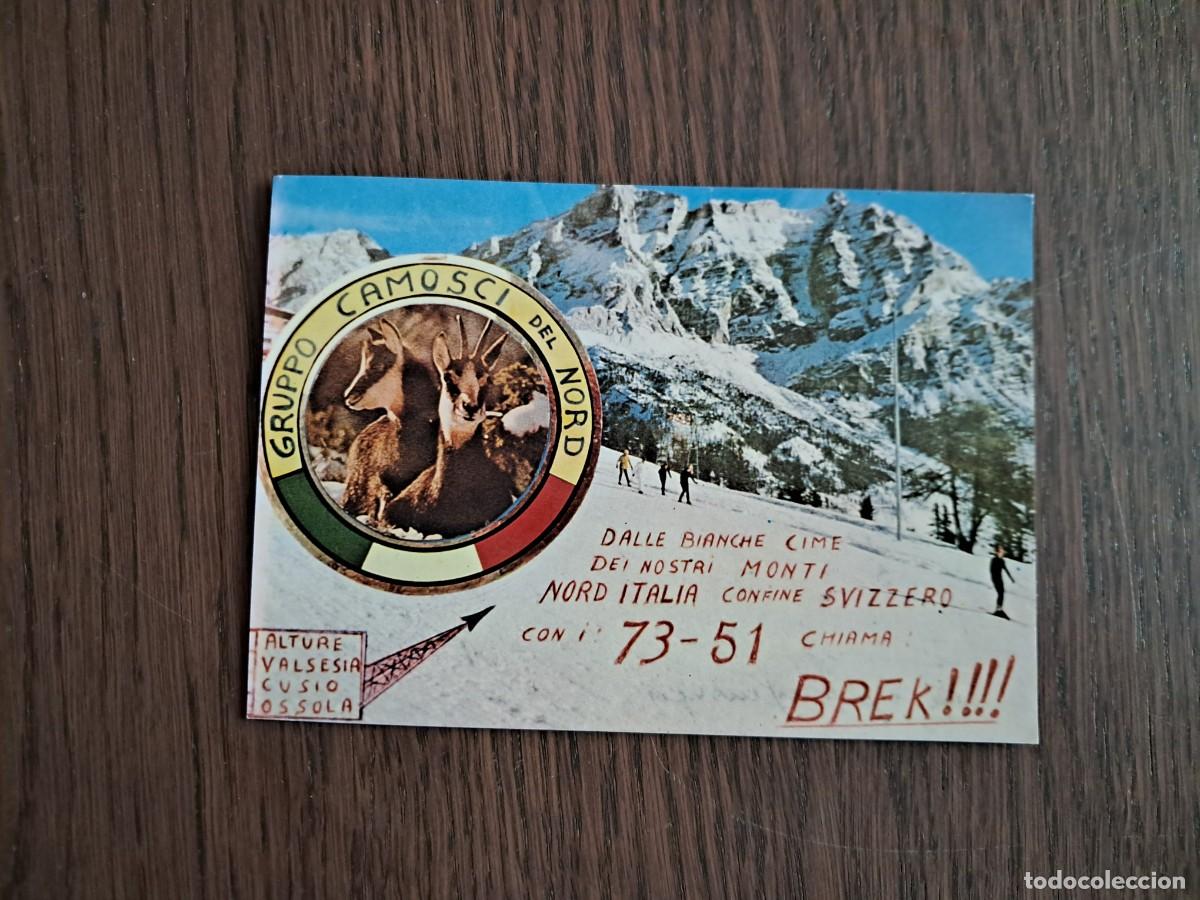 Radios antiguas: tarjeta postal QSL radioaficionados, gruppo Camosci del nord, Cesara, Italia, a&ntilde;os 70.