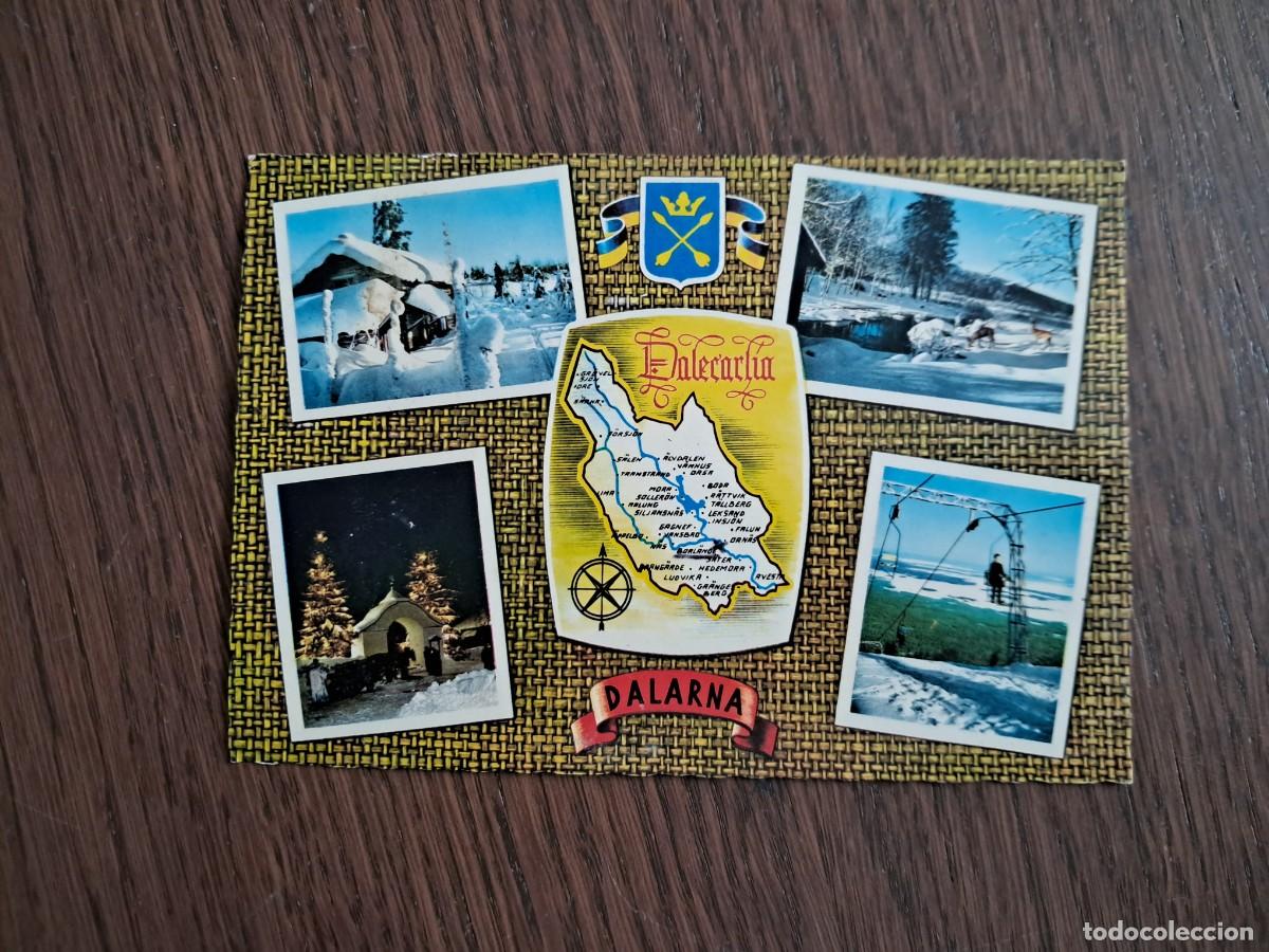 Radios antiguas: postal QSL radioaficionados, diferentes vistas de Dalarna, Suecia. a&ntilde;os 70.