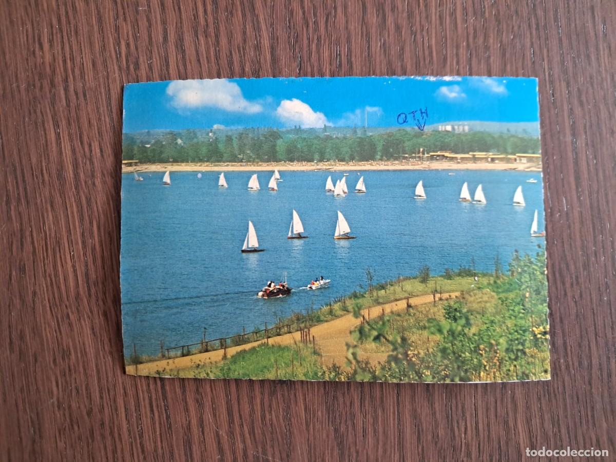 Radios antiguas: postal-fotograf&iacute;a QSL radioaficionados, imagen del mar y peque&ntilde;as embarcaciones a vela, a&ntilde;o 1975.