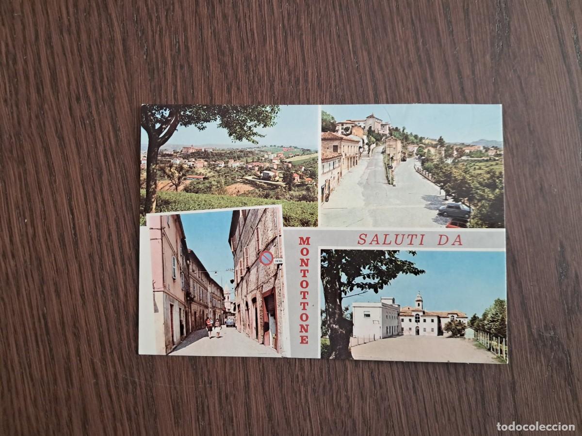 Radios antiguas: postal QSL radioaficionados, diferentes vistas de Montottone, Italia, a&ntilde;o 1975.