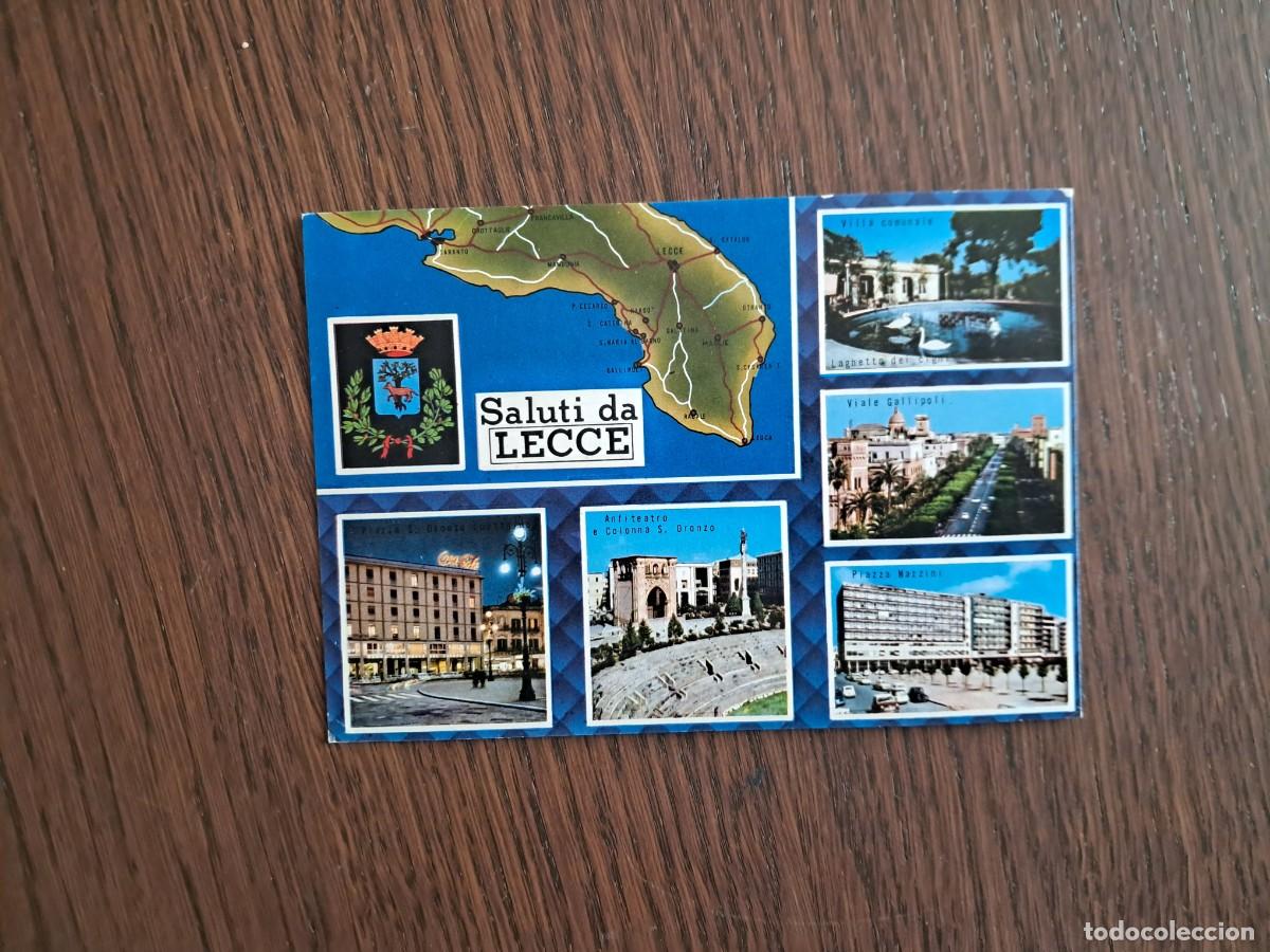 Radios antiguas: postal QSL radioaficionados, diferentes vistas de Lecce, Italia, a&ntilde;os 70
