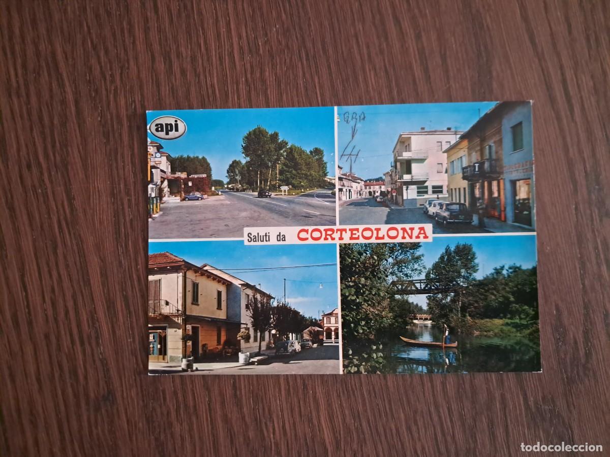 Radios antiguas: postal QSL radioaficionados, diferentes vistas de Corteolona, Italia, a&ntilde;o 1975.