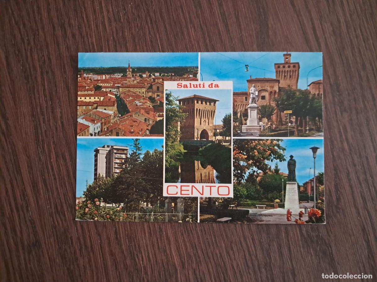 Radios antiguas: postal QSL radioaficionados, diferentes vistas de Cento, Italia, a&ntilde;os 70.