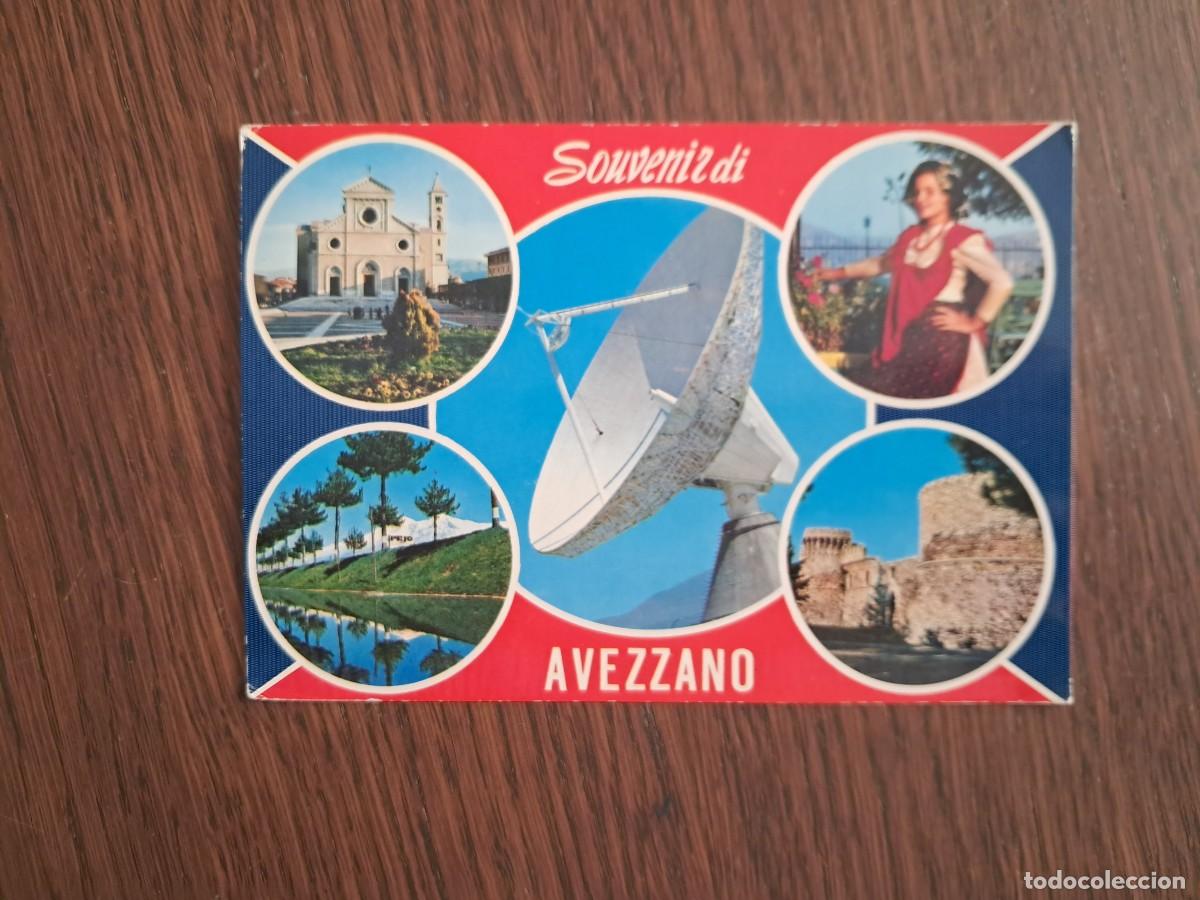 Old radios: postal QSL radioaficionados, diferentes vistas de Avezzano, Italia, a&ntilde;o 1975.