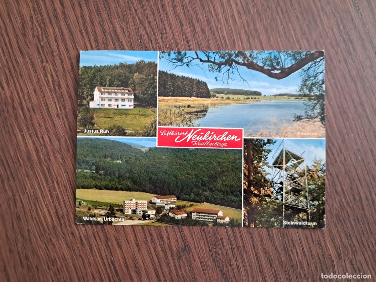 Old radios: postal QSL radioaficionados, diferentes vistas de Neukirchen, Alemania, a&ntilde;o 1975.
