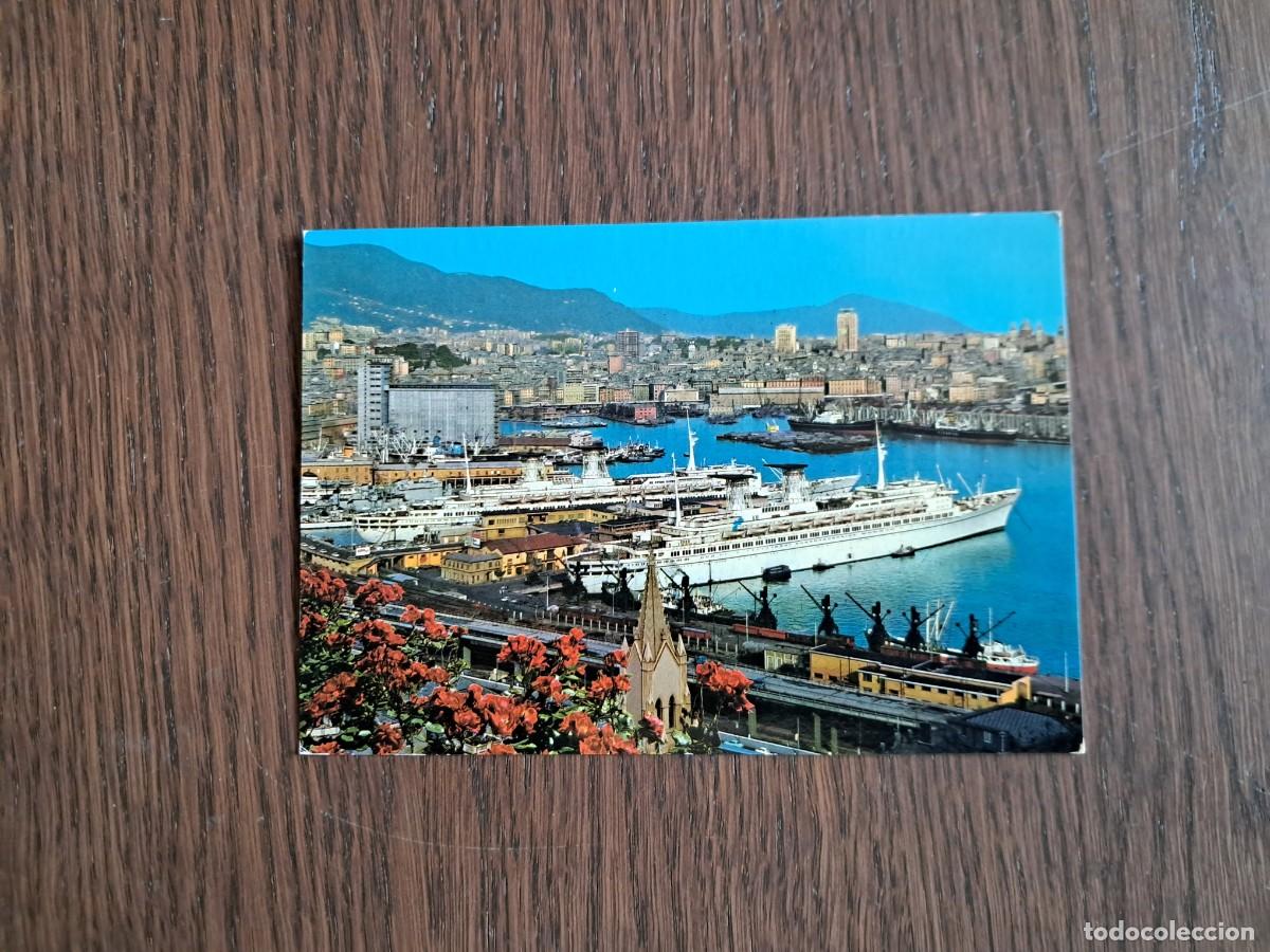 Radios antiguas: postal QSL radioaficionados, Raffaello e Michelangelo in porto, Genova, Italia, a&ntilde;o 1974.