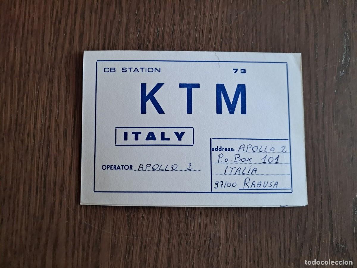 Radios Anciennes: tarjeta postal QSL radioaficionados, CB station KTM, Apollo 2, Italia, a&ntilde;o 1975.