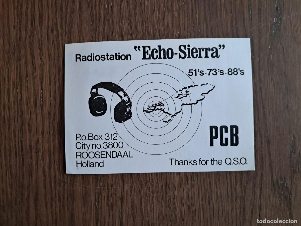 Radios Anciennes: tarjeta postal QSL radioaficionados, radiostation Echo-Sierra, Holanda. a&ntilde;o 1974.