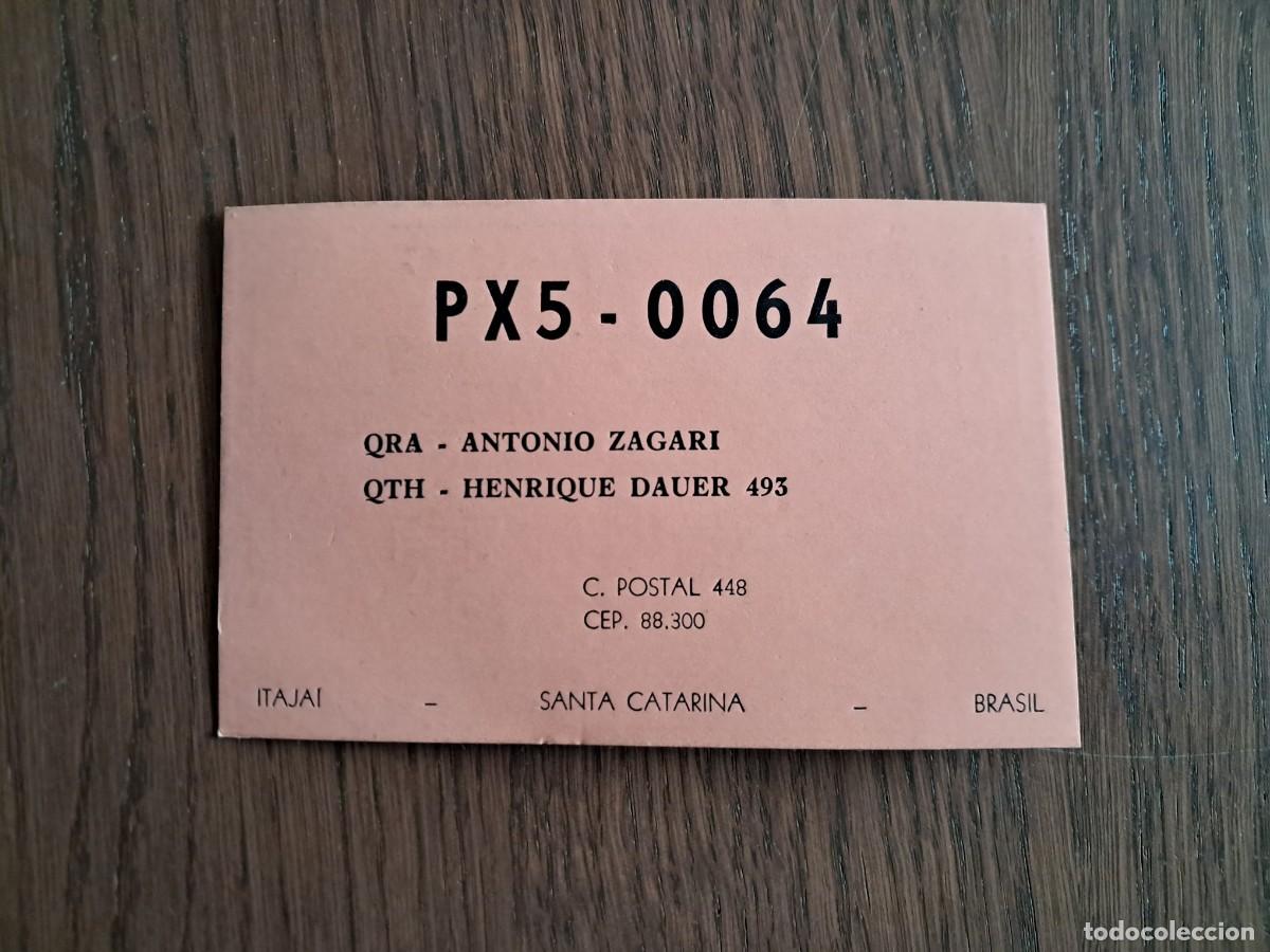 Alte Radios: tarjeta postal QSL radioaficionados, PX5-0064, Santa Catarina, Brasil. a&ntilde;o 1975.