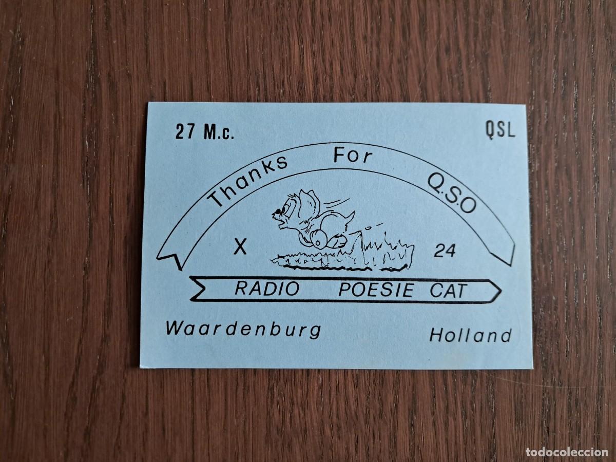 Alte Radios: tarjeta postal QSL radioaficionados, Radio poesie Cat, Holland, a&ntilde;o 1974.
