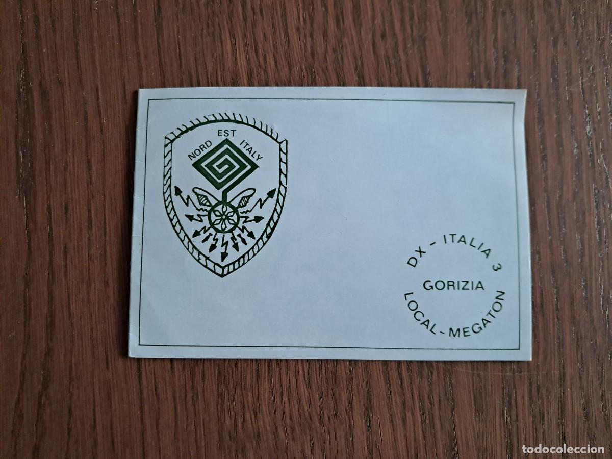 Alte Radios: tarjeta postal QSL radioaficionados, local megaton, Gorizia, Dx Italia 3. a&ntilde;o 1974.