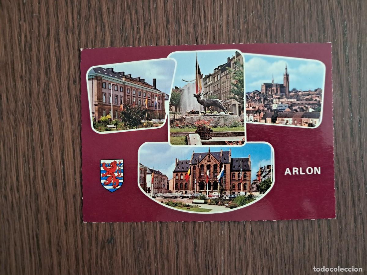 Radio antiche: postal QSL radioaficionados, diferentes vistas de Arlon, Belgica. a&ntilde;o 1974.