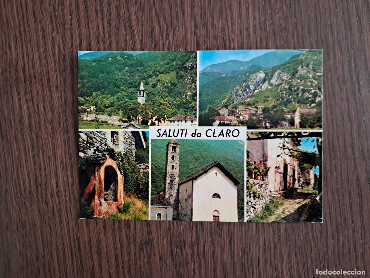 Radio antiche: postal QSL radioaficionados, diferentes vistas Claro, Suiza, a&ntilde;os 70.