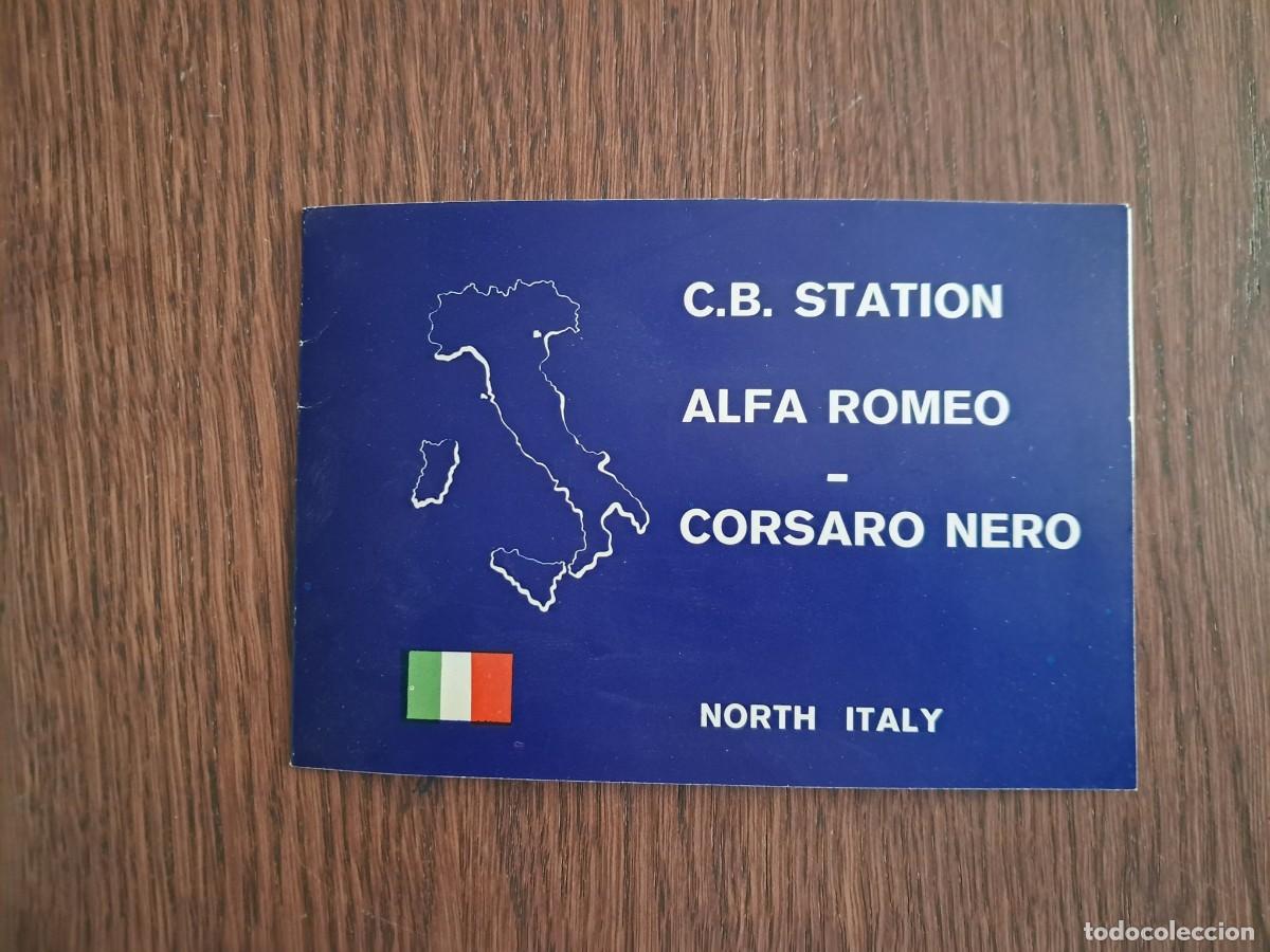 Radio antiche: tarjeta postal QSL radioaficionados, CB station Alfa Romeo, Italia, a&ntilde;o 1975.