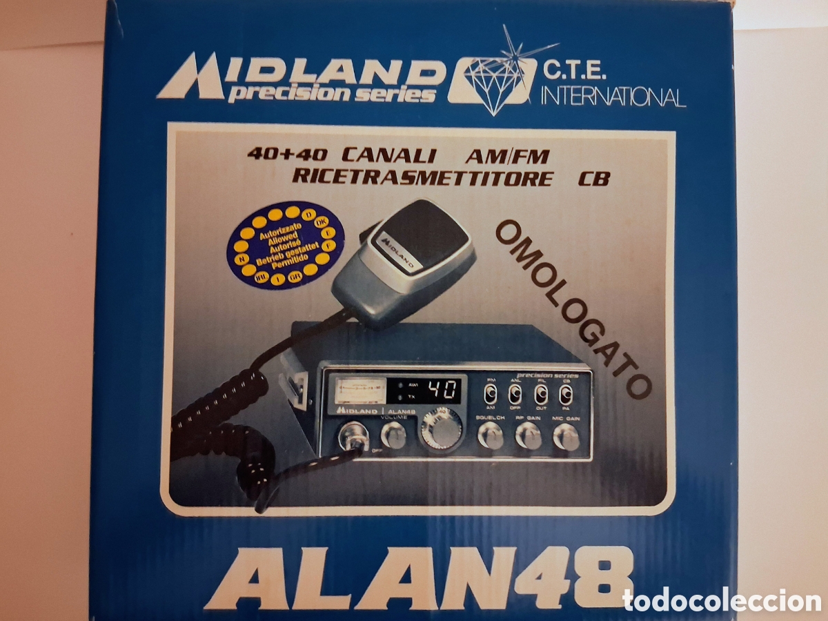 R&aacute;dios antigos: M&iacute;tica Emisora CB Midland Alan 48 Cl&aacute;sica (Omologato) con Caja y Corchos Originales - Sin Probar