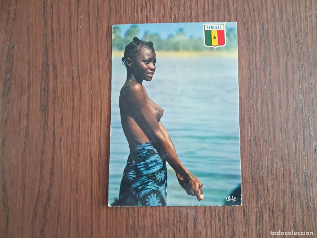 R&aacute;dios antigos: postal QSL radioaficionados, Rep&uacute;blica de Senegal, con sello Senegal-Espa&ntilde;a, a&ntilde;o 1975.
