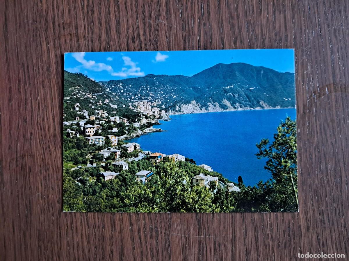 Radios antiguas: postal QSL radioaficionados, vista panor&aacute;mica Recco, Italia, a&ntilde;o 1974.