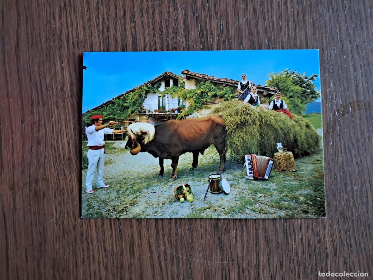 Radios antiguas: postal QSL radioaficionados, caserio t&iacute;pico vasco, a&ntilde;o 1974.
